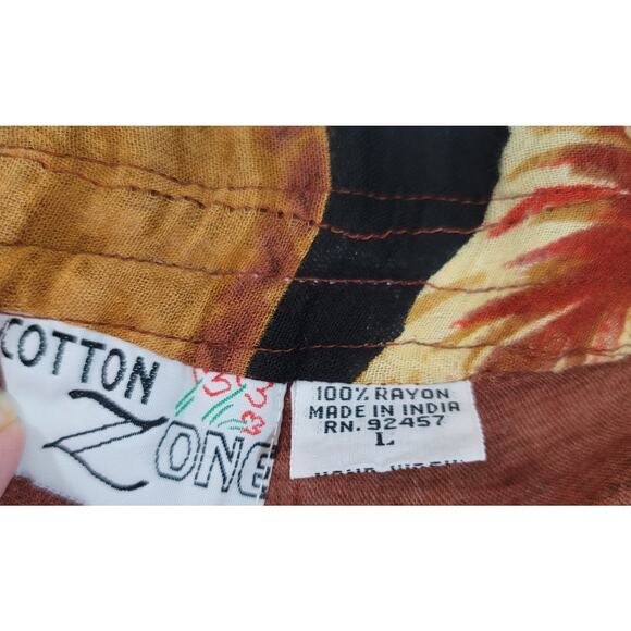 Cotton Zone Brown Black Floral Print Pants Large Lightweight Drawstring Waist - Picture 4 of 4